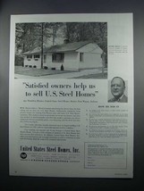 1954 United States Steel Homes Ad - Satisfied Owners - $14.99