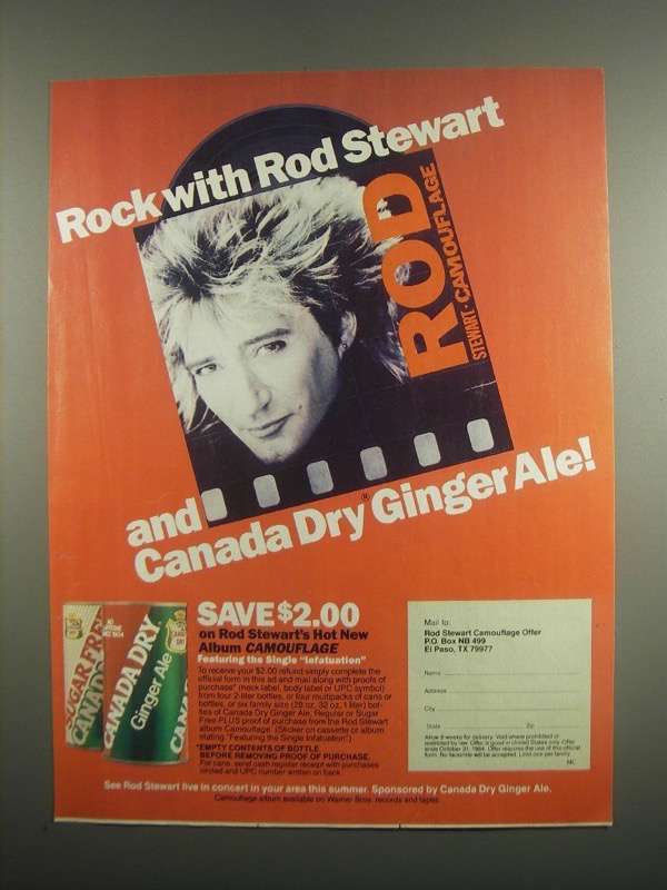 1984 Canada Dry Soda Ad - Rock With Rod Stewart - $14.99