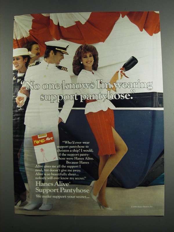 1984 Hanes Alive Support Pantyhose Ad 