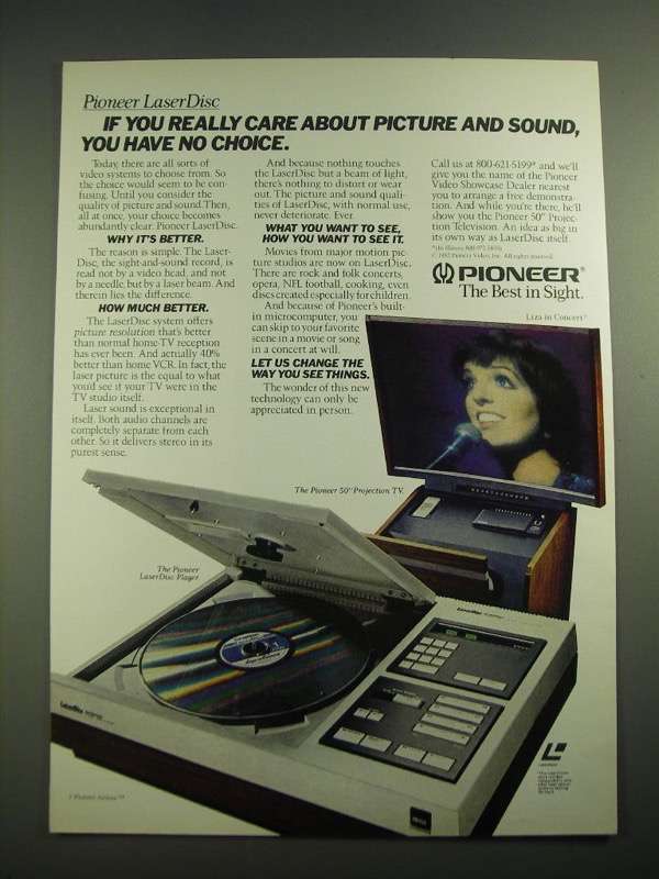 1982 Pioneer LaserDisc Player and 50" Projection TV Ad 198089