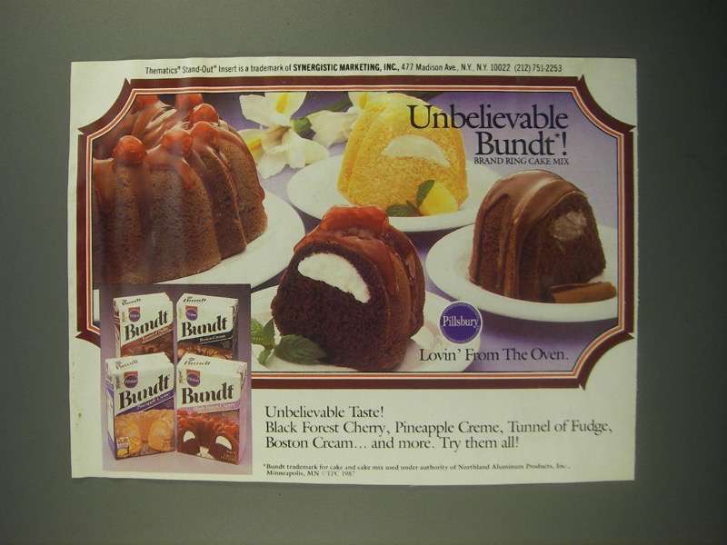1987 Pillsbury Bundt Cake Mix Ad - Unbelievable Bundt