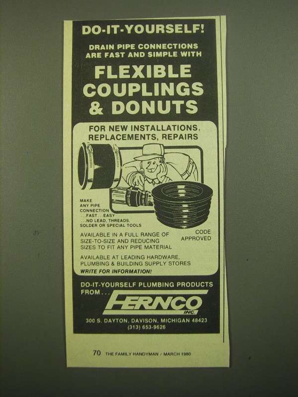 1980 Fernco Flexible couplings & Donuts Ad DoitYourself 198089