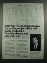 1988 Merrill Lynch Ad - Benefits Your Portfolio As Well as Beneficiaries - £11.09 GBP