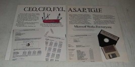 1988 Microsoft Works Software Ad - C.E.O., C.F.O., F.Y.I. - $14.99