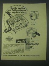1959 Presto Electric Frypan, Cooker Fryer and Pressure Cooker Ad - $14.99