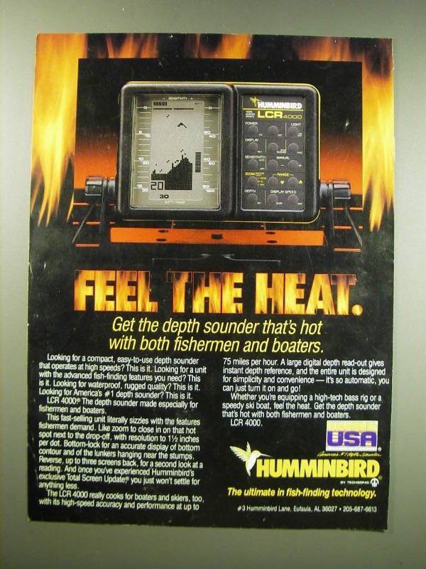 1987 Humminbird LCR 4000 Fish Finder Ad Feel the heat. Get the depth