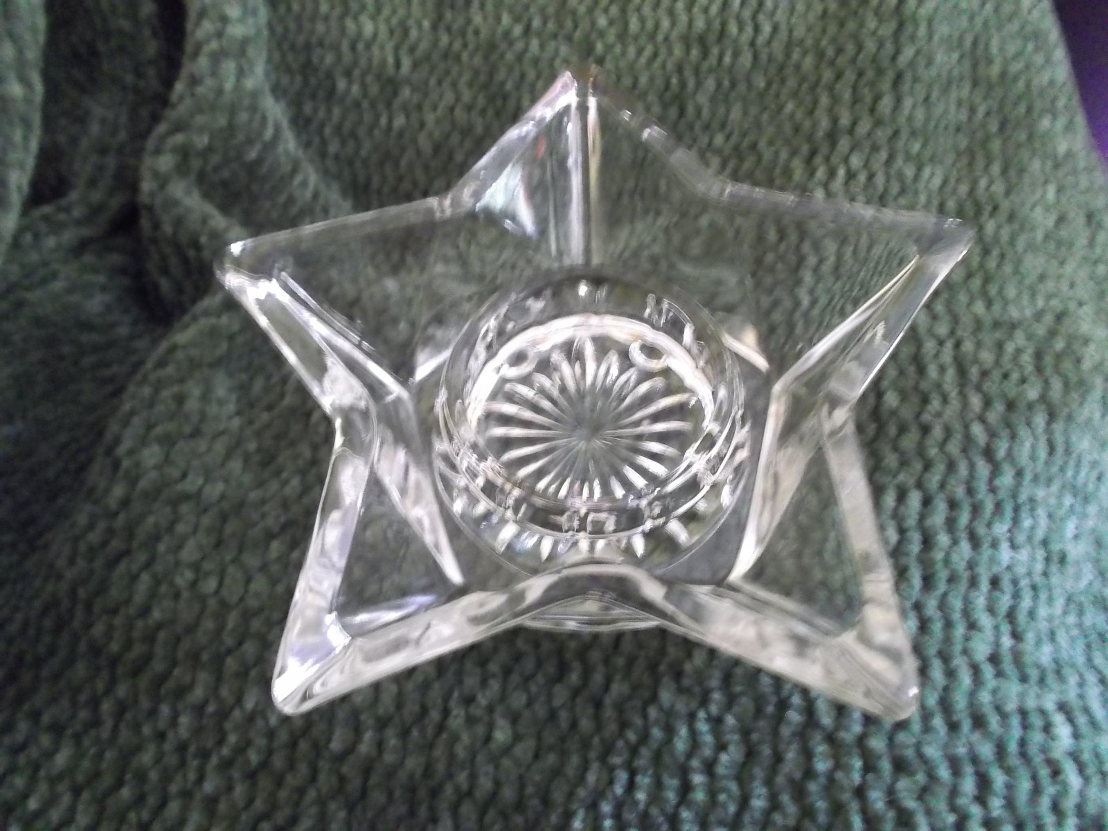 Star Shaped Clear Glass Candle Holder for Votive or Tea LightVintage