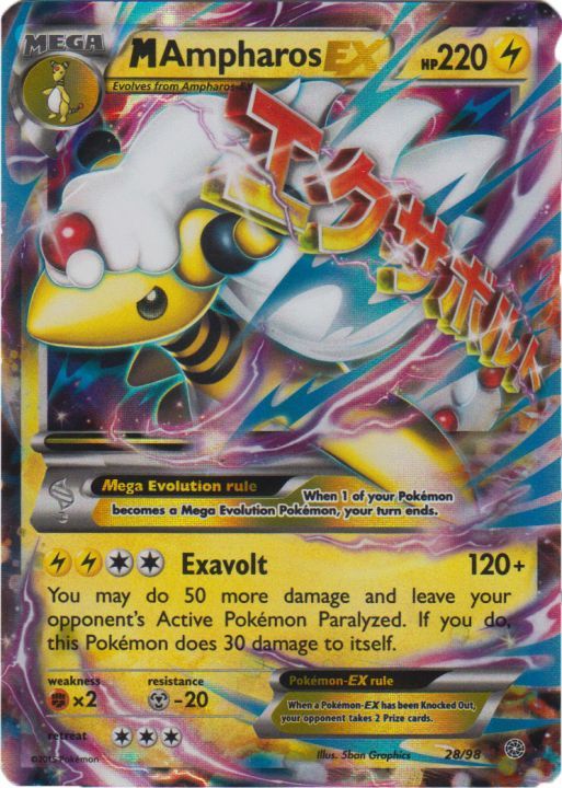Mega M Ampharos EX 28/98 Rare Holo XY Ancient Origins Pokemon Card - $8.99 Mega m ampharos ex 28 holo rare amcient origins