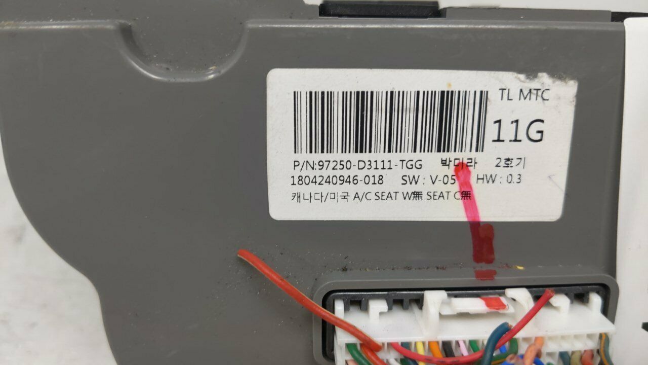 20162018 Hyundai Tucson Ac Heater Climate Control 97250d3111 60483 A/C & Heater Controls