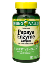 Spring Valley Papaya Enzyme Complex Bromelain 180 Chewable Tablets SAME-... - $10.88