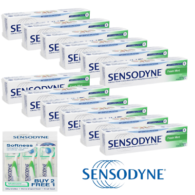 SENSODYNE Toothpaste Fresh Mint 24/7 Fresh Breath 100g x 12 Free 3x Toothbrush