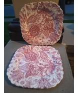 Johnson Brothers 1970s Red  Paisley 7 5 /8 inch square salad plates - $29.00
