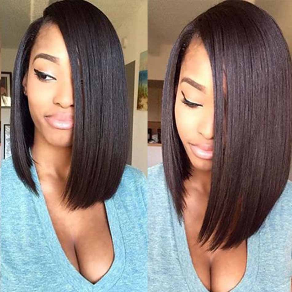 Right Part Silky Straight Short Bob Full Lace/Lace Front Wigs Indian Remy Hair