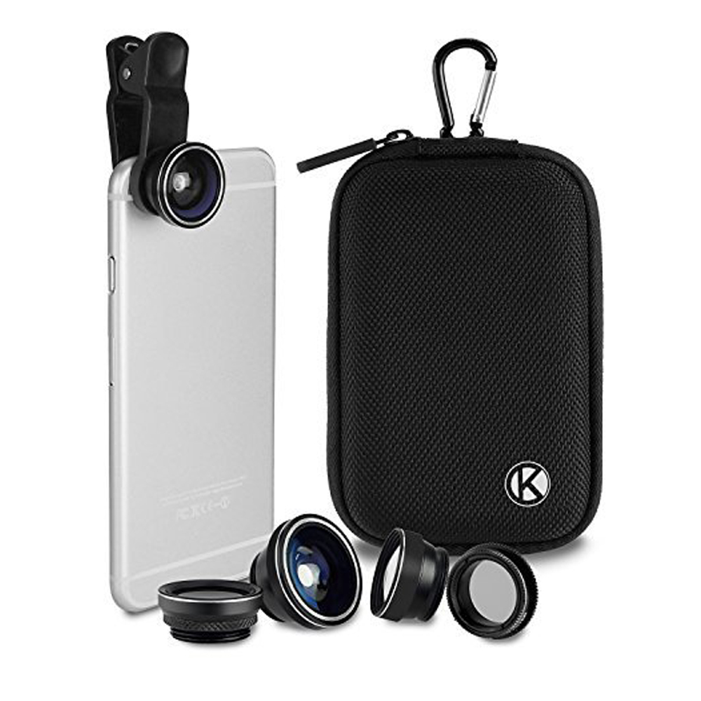 Camera Lens Kit For Smartphone Tablet Laptop 5 Lenses Carring Case