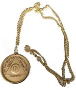 AA Medallion Sobriety Chip Holder 24&quot; Necklace 18k Gold Plated Sober Gift - $11.87