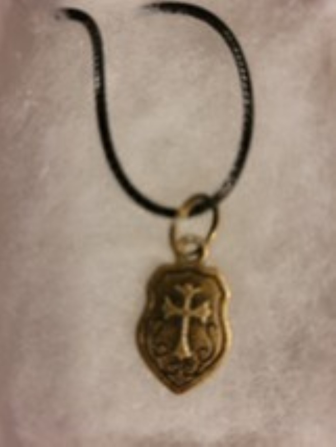 Christian cross and shield necklace     with magnetic clasp added    large 