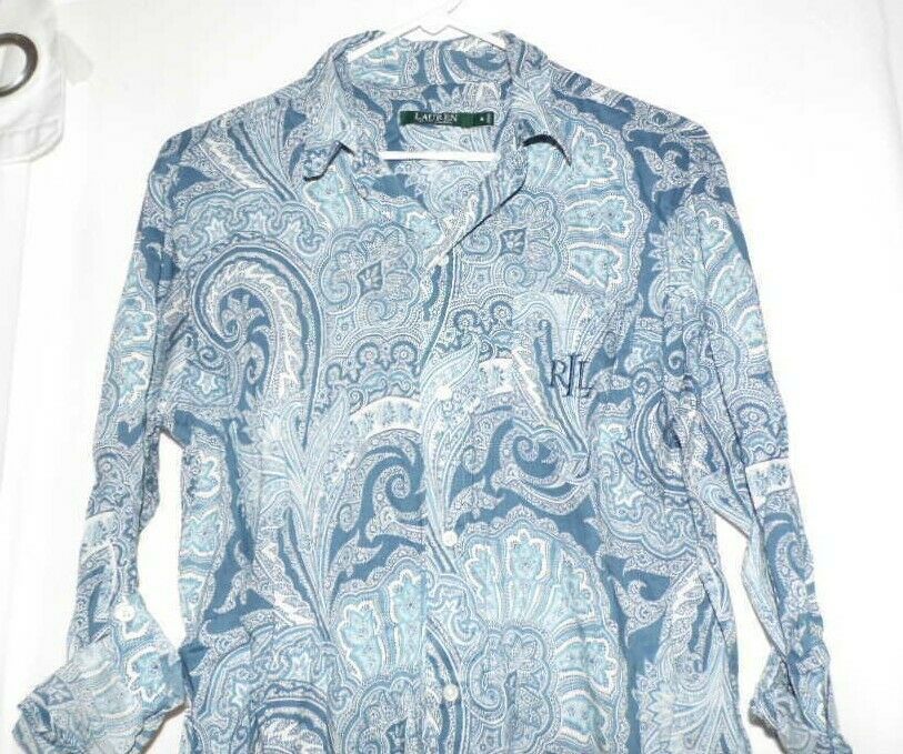 Lauren Ralph Lauren Blue Paisley Sleepshirt Small - Sleepwear & Robes