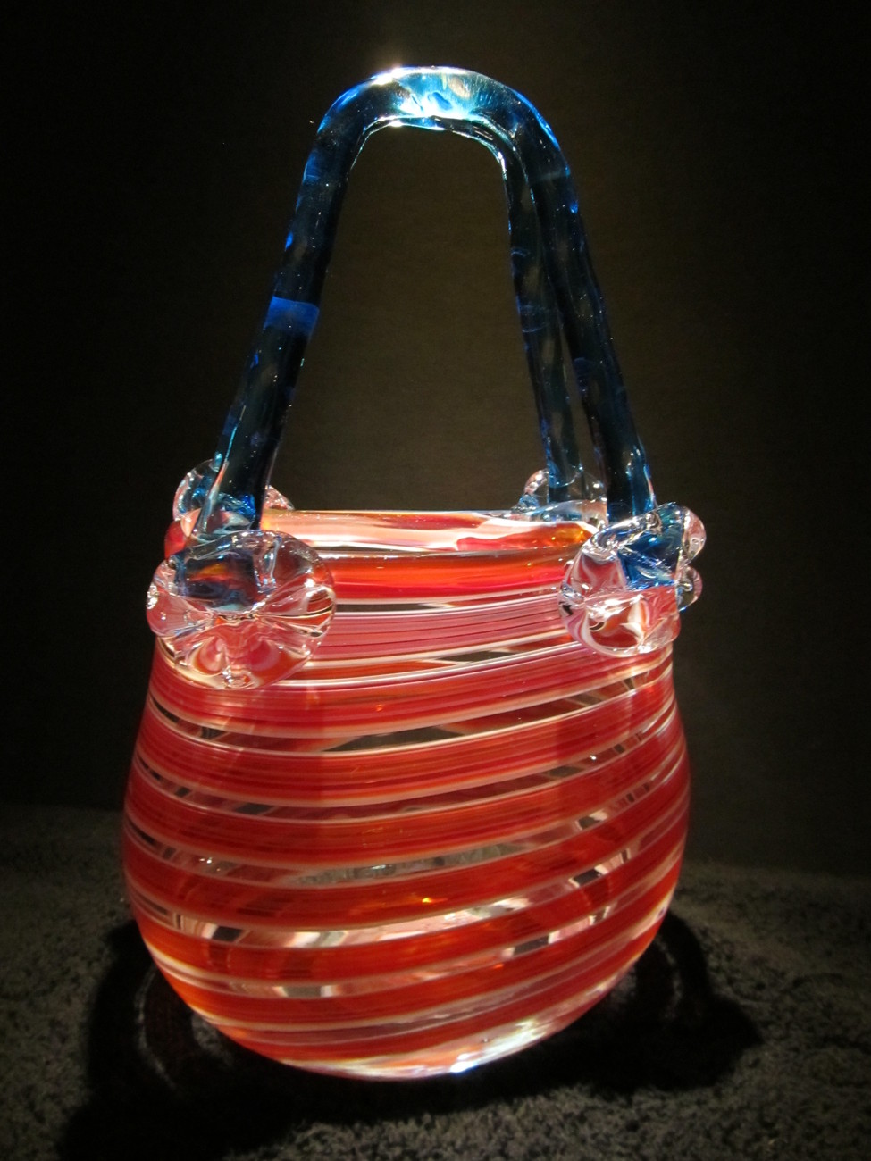 Red White and Blue Hand Blown Glass Handbag Vase - Studio/ Handcrafted ...