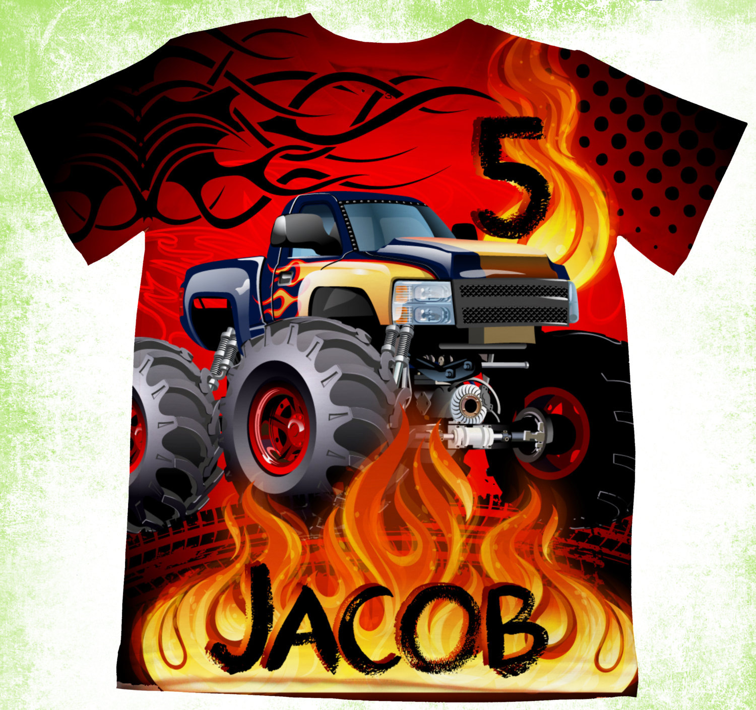 Personalized monster truck T-shirt, Boys birthday monster truck T-shirt