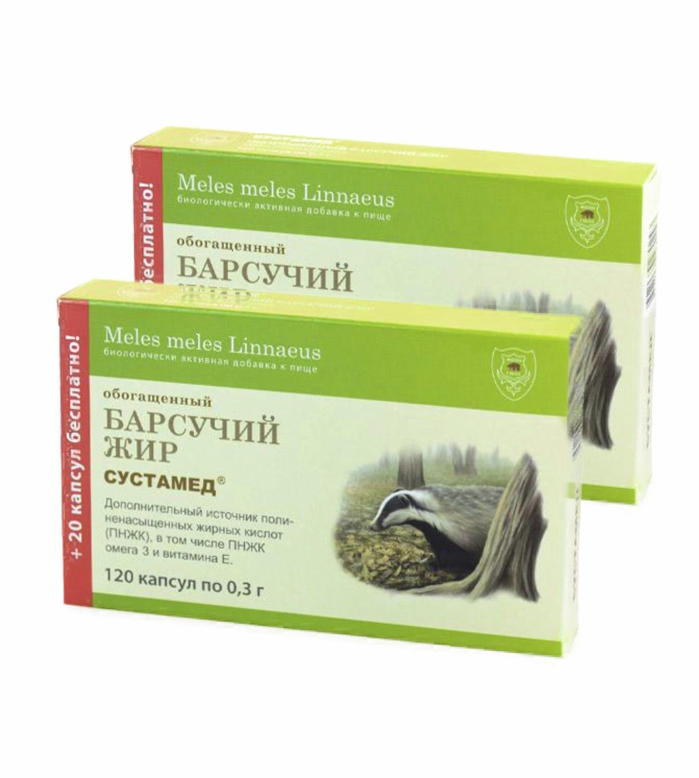 BADGER FAT Capsules Natural Russian Method Dachsfett Барсучий жир 120