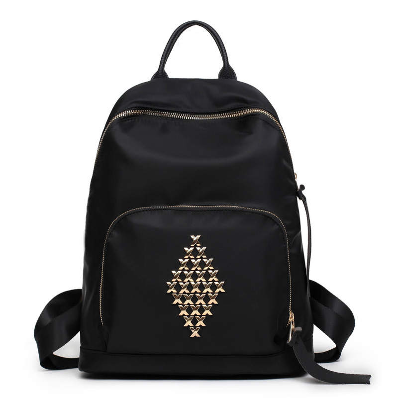 Fashion Rivet Nylon Waterproof Backpack Women School Bags For Teenage ...