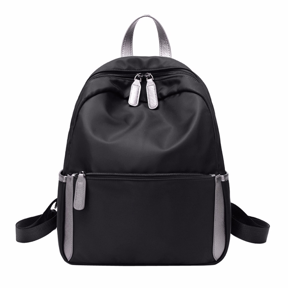Women Backpack Waterproof Nylon Black Color Womens Schoolbag Backpacks ...