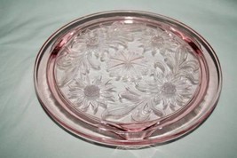 Jeannette Glass Pink Sunflower Footed Cake Plate  #1517 - $16.00