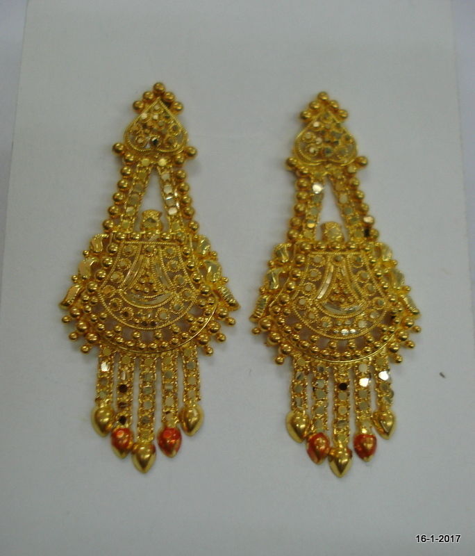 Traditional design 20kt gold earrings handmade jewelry rajasthan india ...