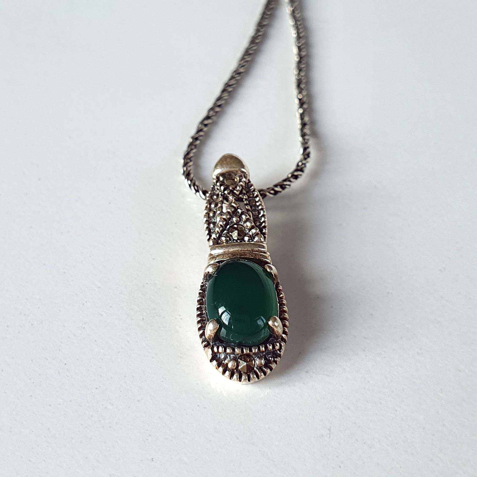 Teardrop Emerald Necklace for Women, Sterling Silver May Birthstone