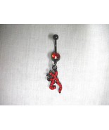 RED CRYSTAL BUCK PROFILE WHITETAIL DEER on 14g RED CZ BELLY RING BLACK B... - $5.99