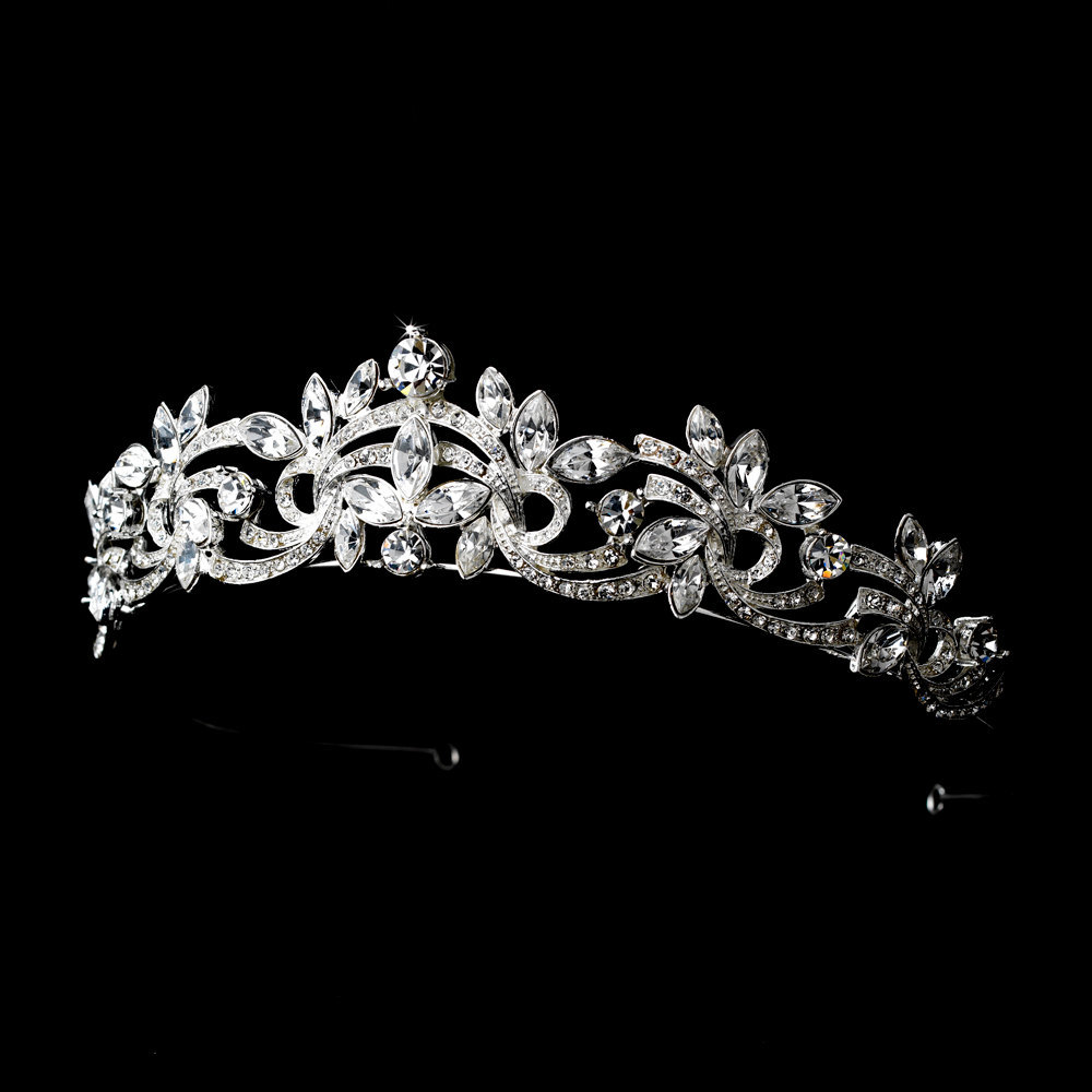 Elegant Silver Crystal Swirl Rhinestone Tiara