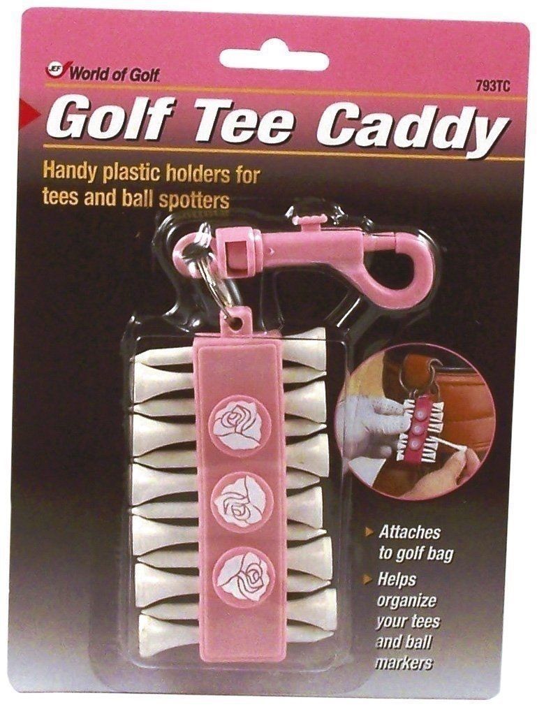 Golf Gifts Pink Golf Tee Caddy 12 Wooden Tees and 3 Ball Markers