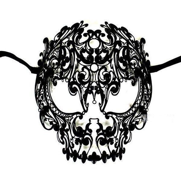 Black Metal Skull Mask Laser Cut Venetian Halloween Masquerade Mask