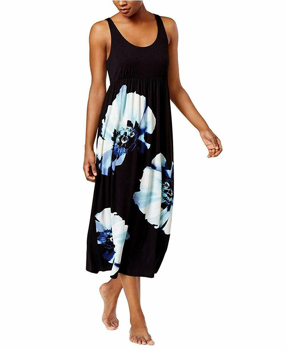 Alfani Womens Floral Print Knit Nightgown Black Placement - Sleepwear ...