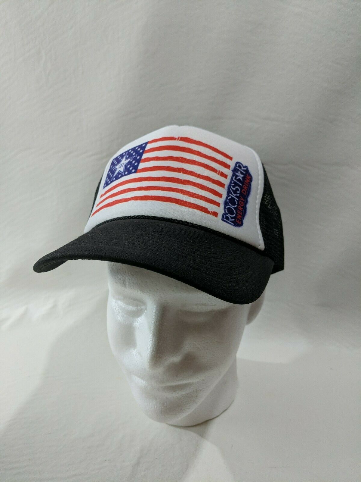 Rockstar Energy Drink Trucker Hat Cap Snapback Mesh Black American Flag ...