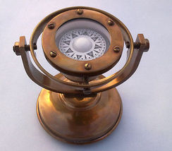 NauticalMart Antique Collectible Brass Nautical Ship's Gimballed Compass  image 3