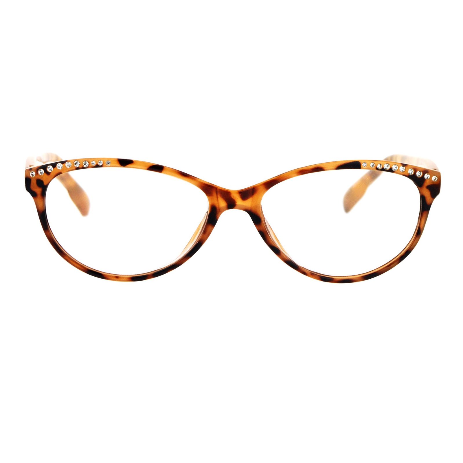 Womens Rhinestone Narrow Oval Plastic Cat Eye Reading Glasses Tortoise 25 Fashion 