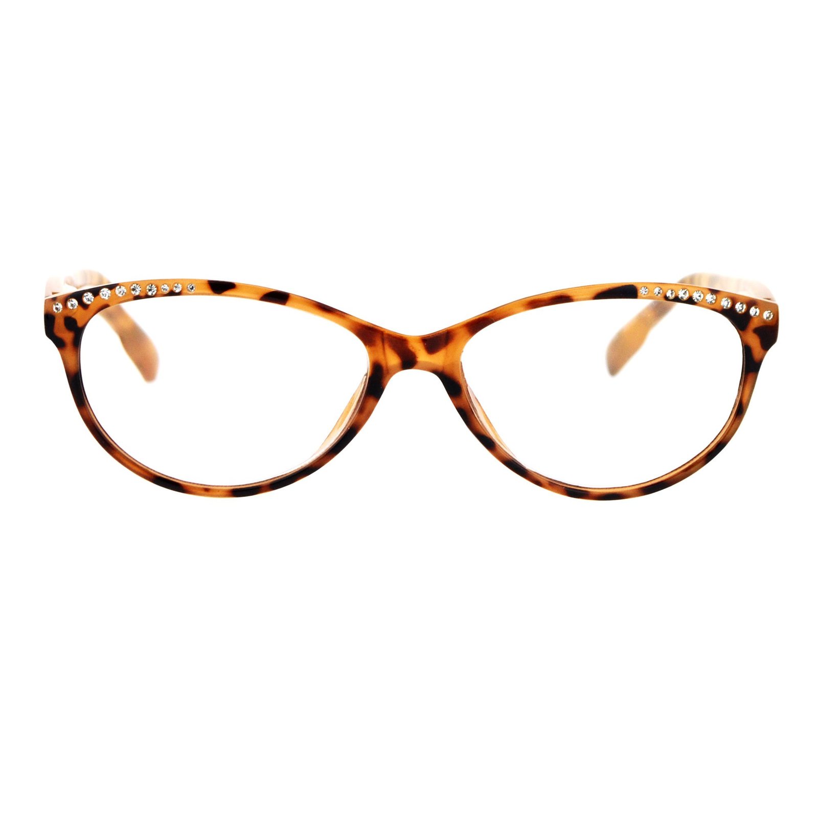 Womens Rhinestone Narrow Oval Plastic Cat Eye Reading Glasses Tortoise ...