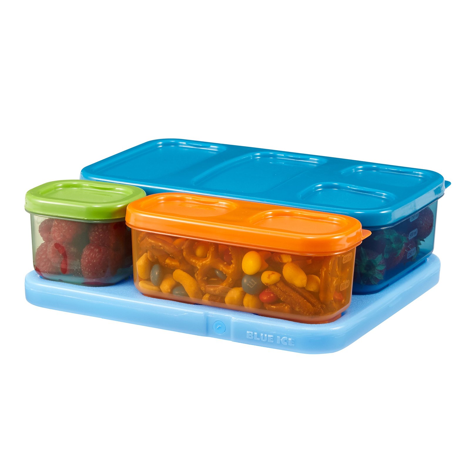 Rubbermaid 1866737 LunchBlox Kid's Flat Lunch Box Kit, Blue/Orange