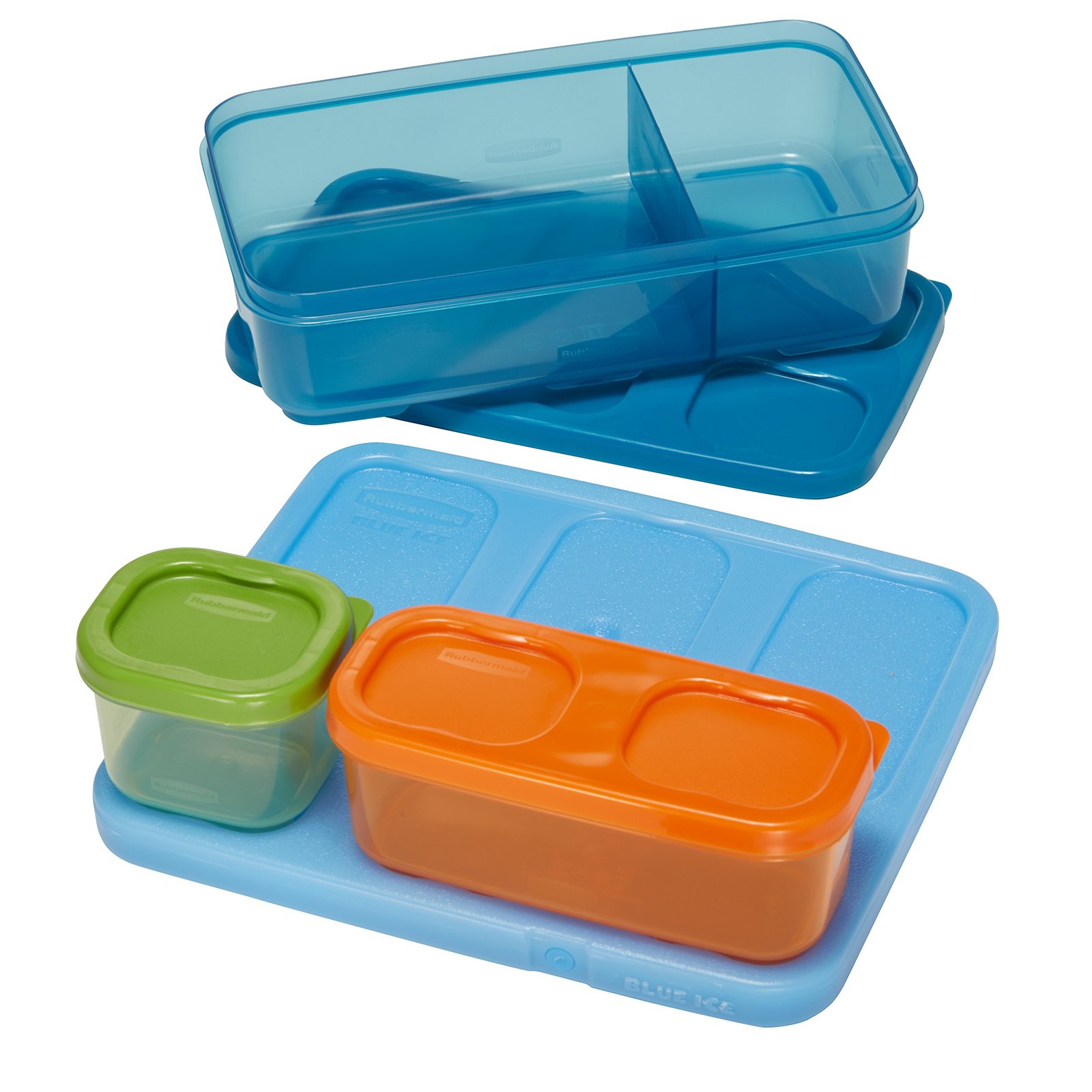 Rubbermaid 1866737 LunchBlox Kid's Flat Lunch Box Kit, Blue/Orange ...