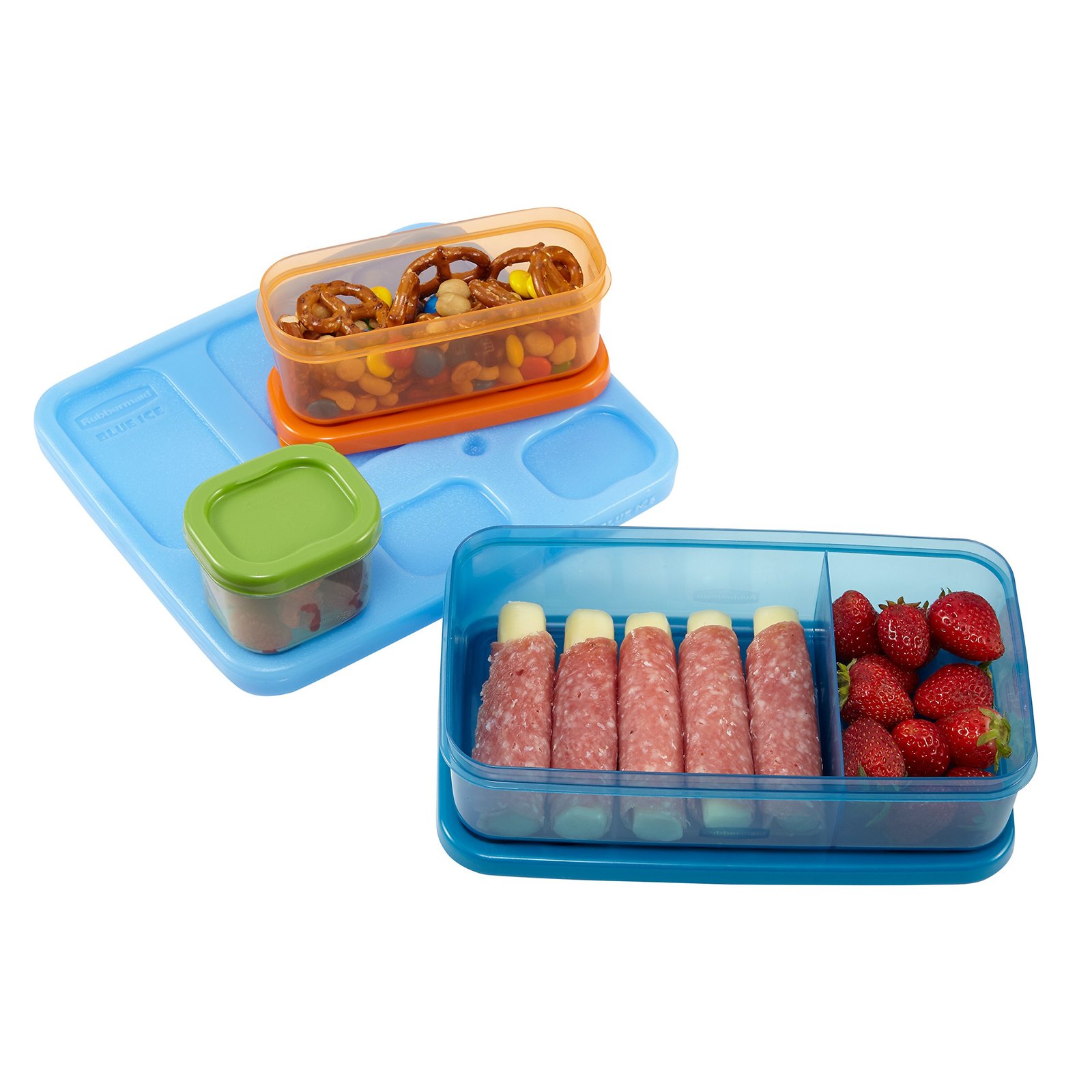 Rubbermaid 1866737 LunchBlox Kid's Flat Lunch Box Kit, Blue/Orange