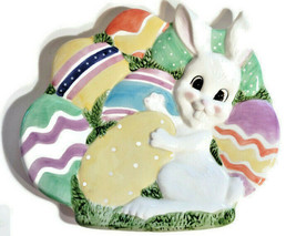 Fitz & Floyd FF Handcrafted Holiday Easter Bunny & Eggs Plate Dish 8.5" Wide - $29.95