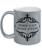Best Cat Mom Ever - Cat Lover Coffee Tea Mug silver gold pink 11oz - £13.40 GBP