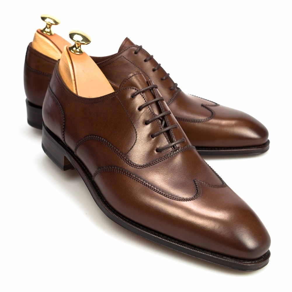 Handmade Men Brown Leather Shoes Men Dress Shoes Wingtip Oxford Shoe 