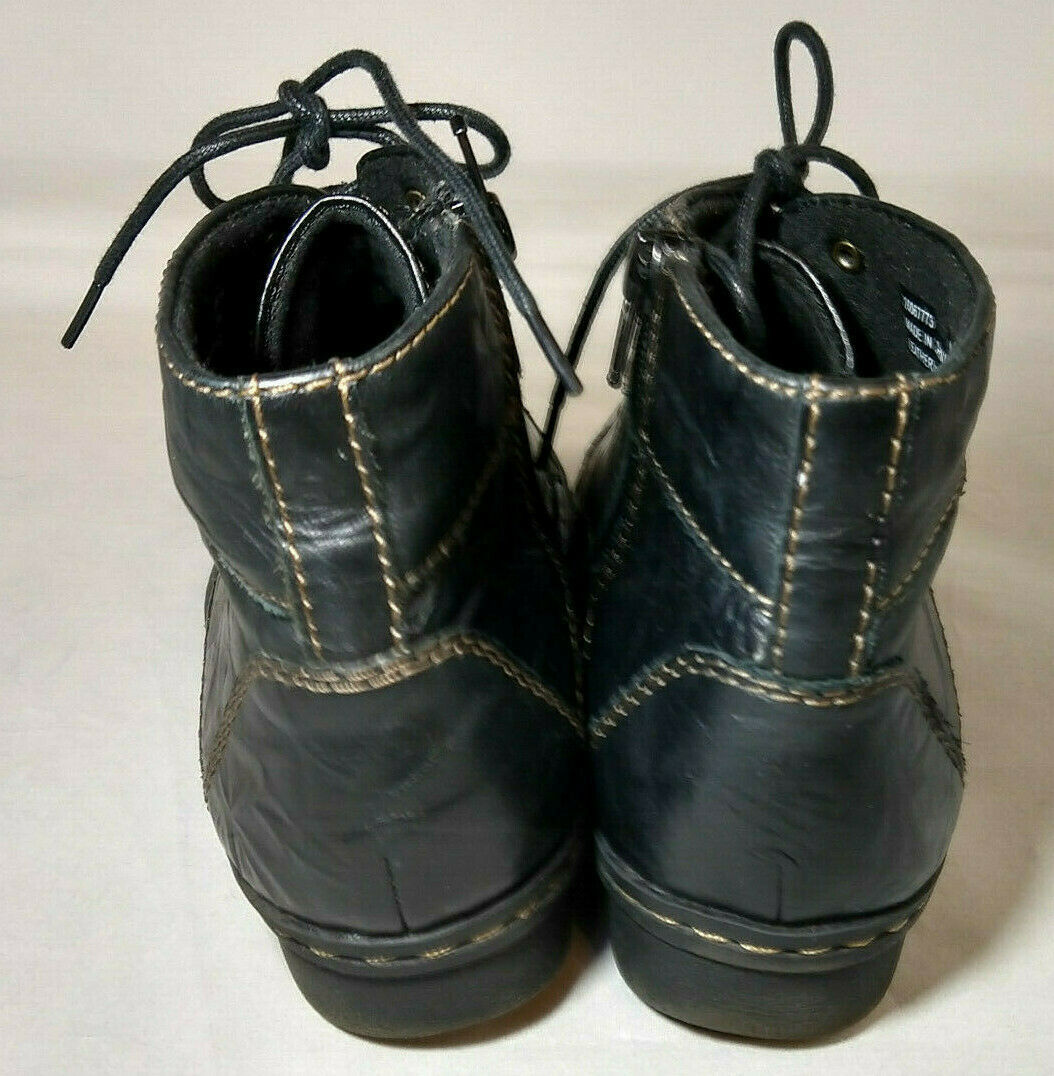 Clarks Black Ankle Boots Side Zip Up Lace Soft Leather Round Toe Sz 8M ...