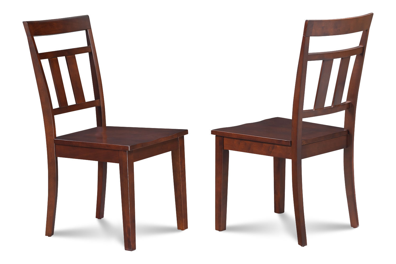 4 KITCHEN DINING SIDE CHAIRS w WOODEN SEAT IN MAHOGANY 