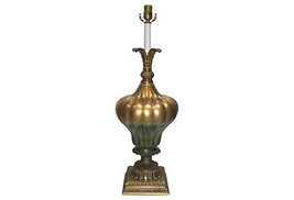 Vintage Marbro Gold and Green Gourd Glass Lamp - $1,875.00