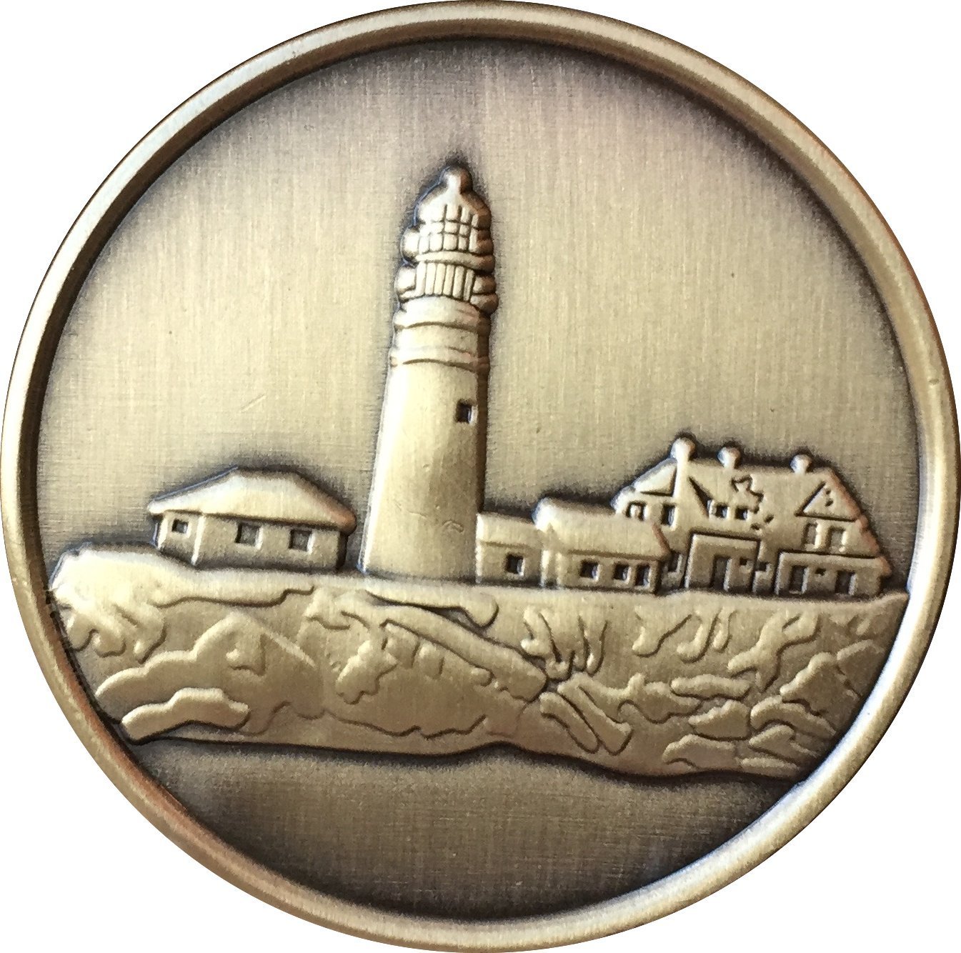 Fog Light Prayer Lighthouse Antique Bronze Medallion Chip - Recoverychip