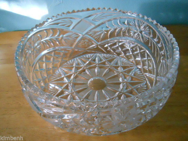 American Brilliant Period Crystal Cut Glass Flower Pattern Bowl American Brilliant 8696