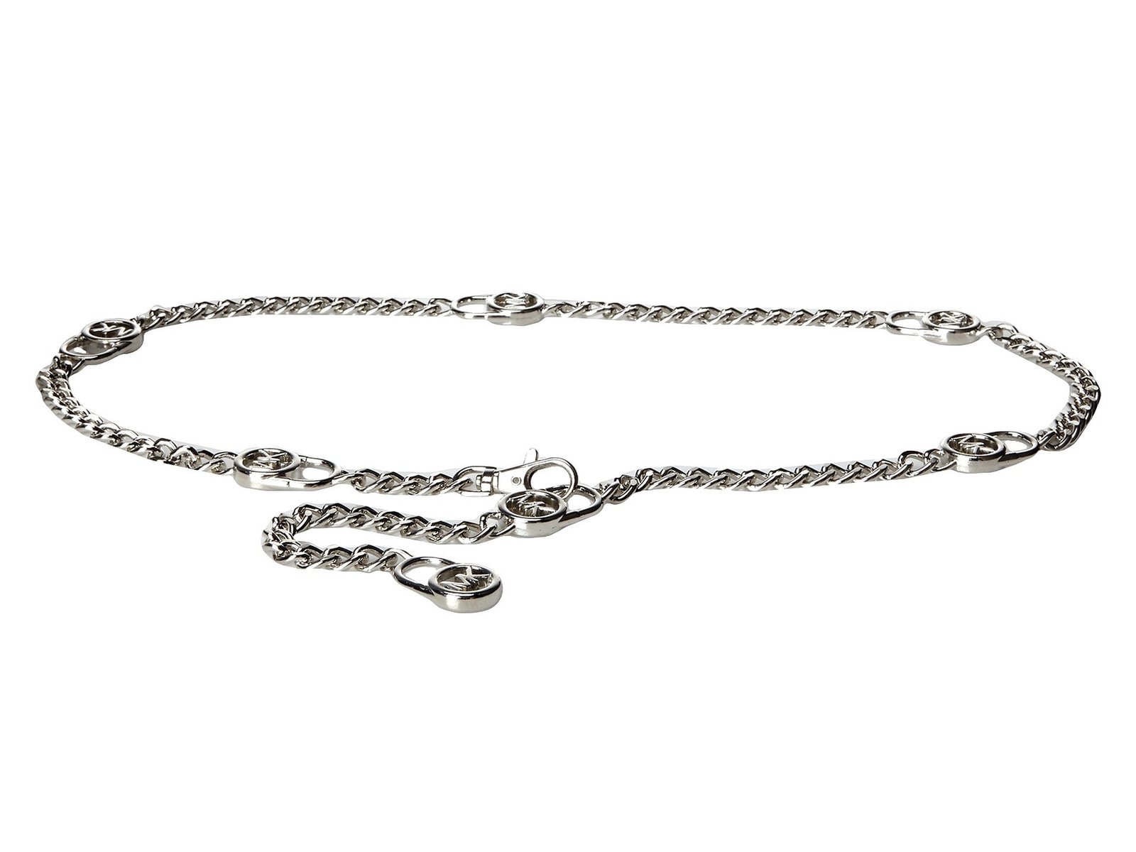 Michael Kors Mk Logo Hamilton Lock Silver Chain Belt (S/M) Belts